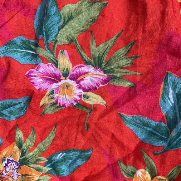 Vintage Lauren Ralph Lauren 100% linen Hawaiian print hi rise flat front shorts - Picture 4 of 7